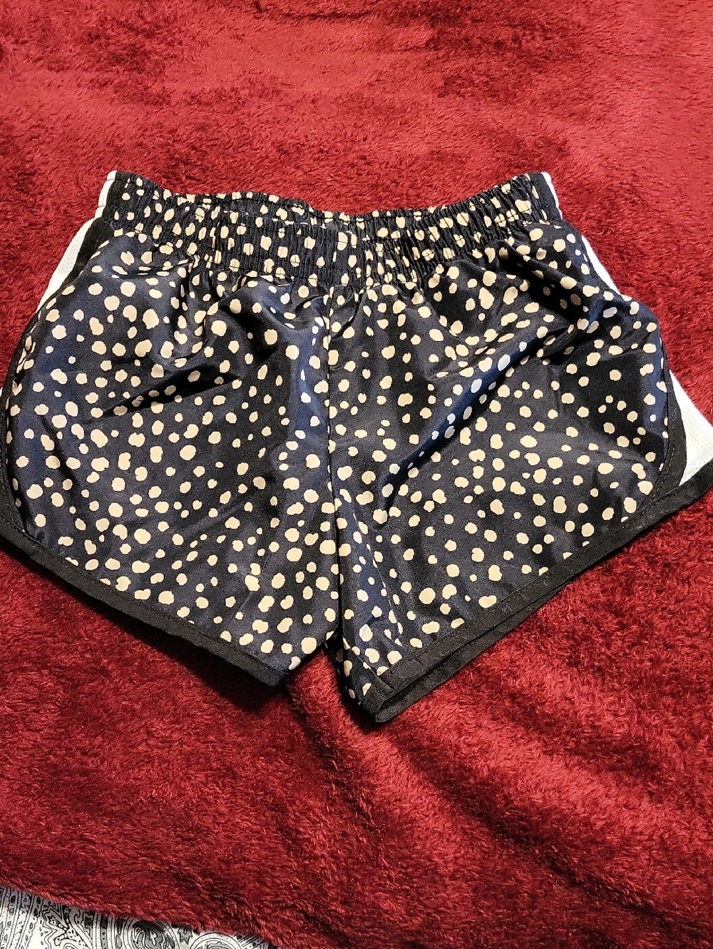 Nike Girls Black Shorts with Tan Dot Pattern